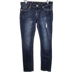 Premiere by Rue 21 Women's Jeans Sz 9 / 10 R Distressed Skinny Low Rise Blue